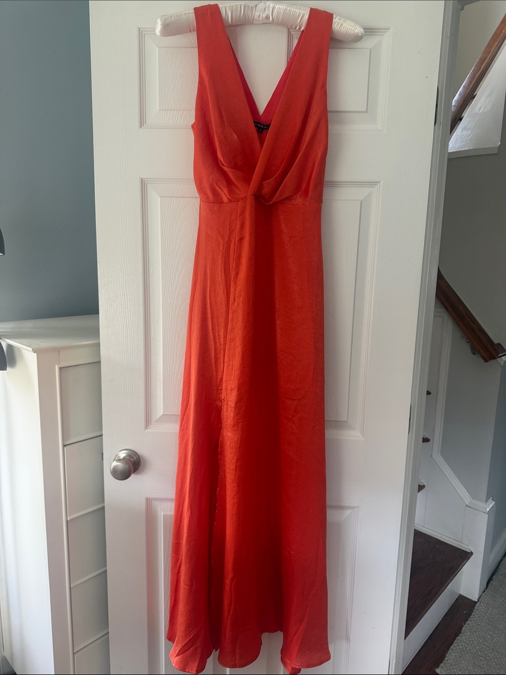 Orange/Red V-Neck Sleeveless Maxi Dress